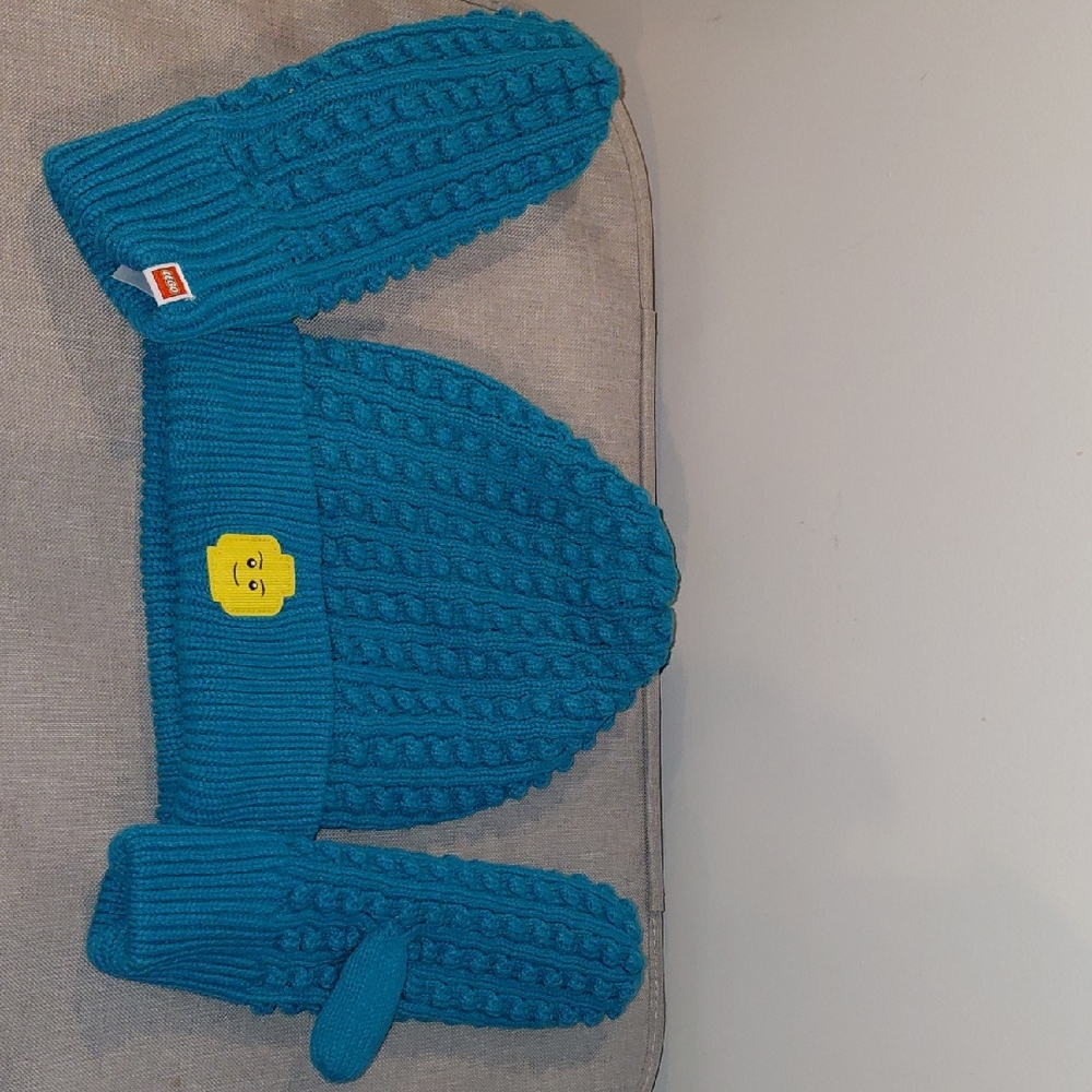 Lego X Target Teal Knit Hat and Mittens Set